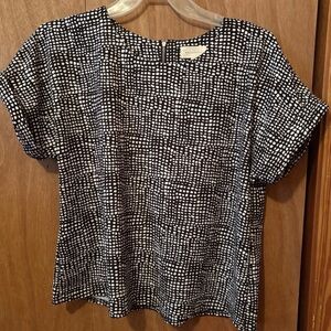 MELLODAY Black & White Patterned Short Sleeve Top Large